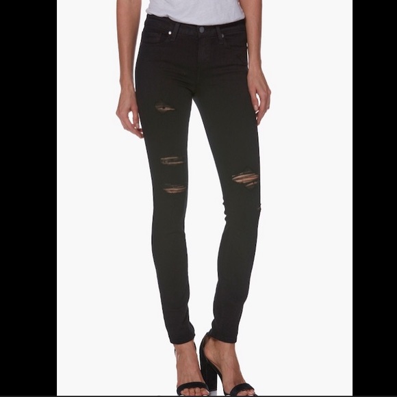 *PAIGE* Skinny Jeans  - Black Shadow Deconstructed - Picture 1 of 7